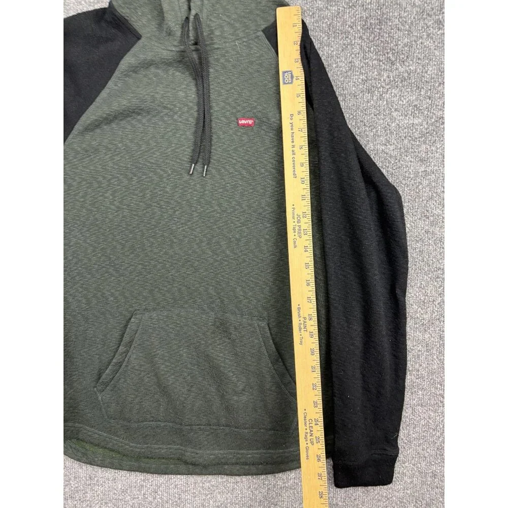 Levis Hoodie Mens Medium Pullover Sweatshirt Kangaroo Pocket Two Tone Green Blac